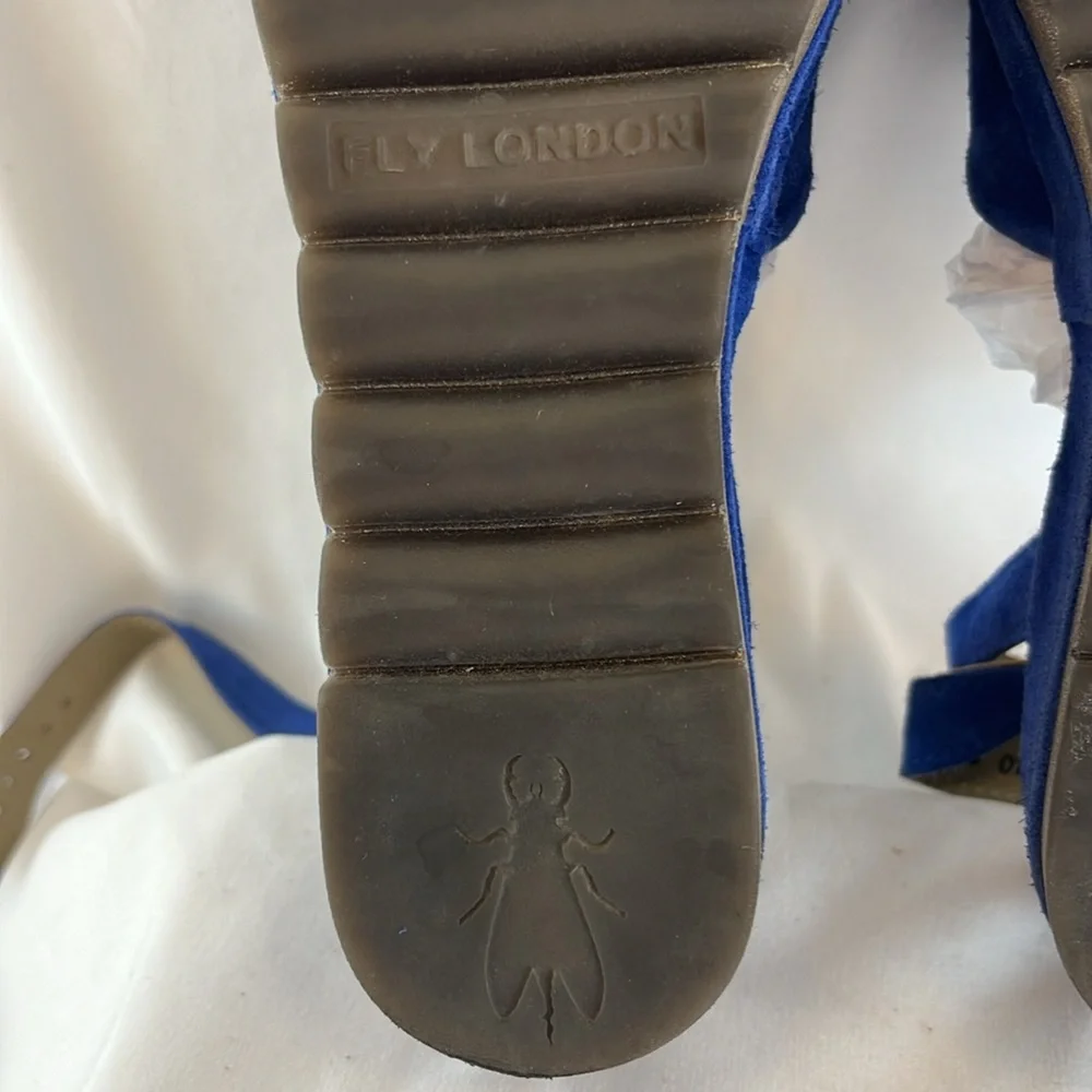 Fly London Royal Blue Suede Sandals w/ Long-Length Strap - Picture 8 of 8